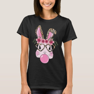 Camiseta Cute Bunny With Leopard Glasses Bubblegum Happy Ea