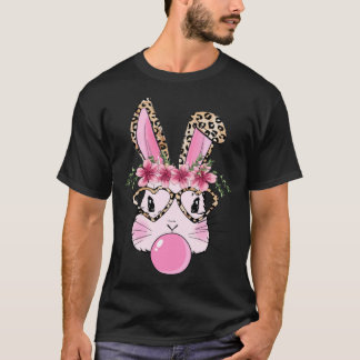 Camiseta Cute Bunny With Leopard Glasses Bubblegum Happy Ea