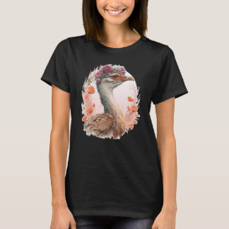 Camiseta Cute Bustard Bird Watching Flower Crown Floral Bir