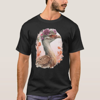 Camiseta Cute Bustard Bird Watching Flower Crown Floral Bir