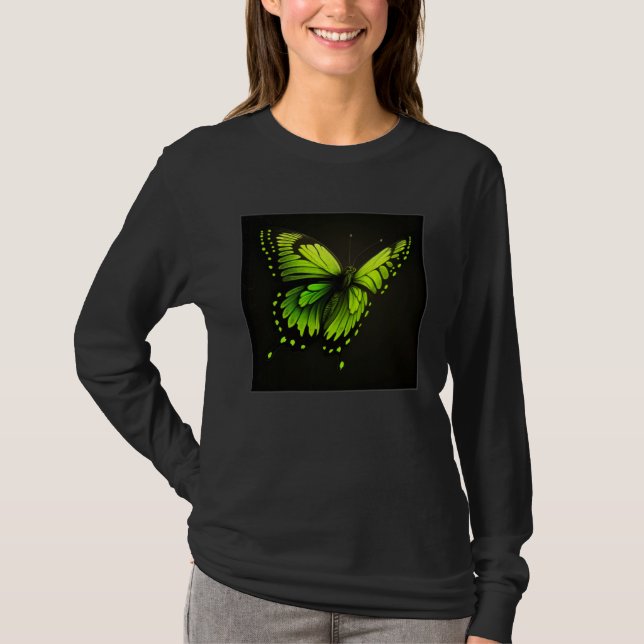 Camiseta Cute Butterfly Illustration Lime Green Gorgeous Wo (Frente)