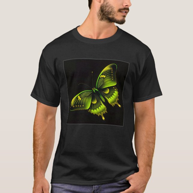 Camiseta Cute Butterfly Illustration Lime Green Gorgeous Wo (Frente)