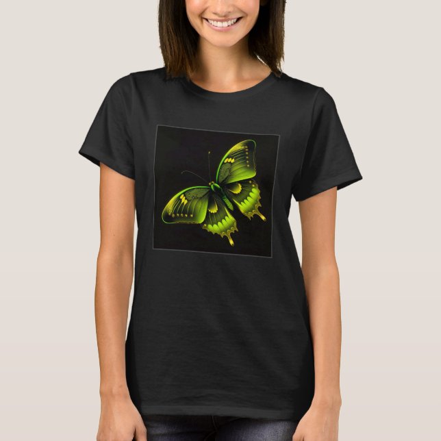 Camiseta Cute Butterfly Illustration Lime Green Gorgeous Wo (Frente)