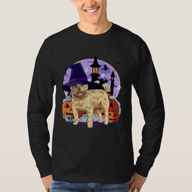 Camiseta Cute Cairn Terrier Halloween Witch Pumpkin (Frente)
