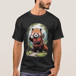 Camiseta Cute Caminhada Panda Vermelho Mochileiro Aventura 