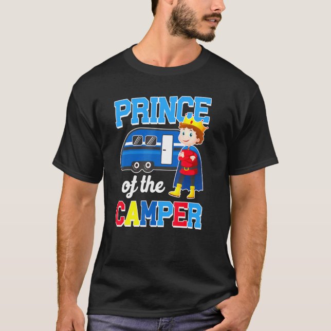 Camiseta Cute Camping Prince Da Família Motorhome Camper (Frente)