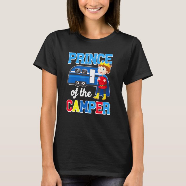 Camiseta Cute Camping Prince Da Família Motorhome Camper (Frente)