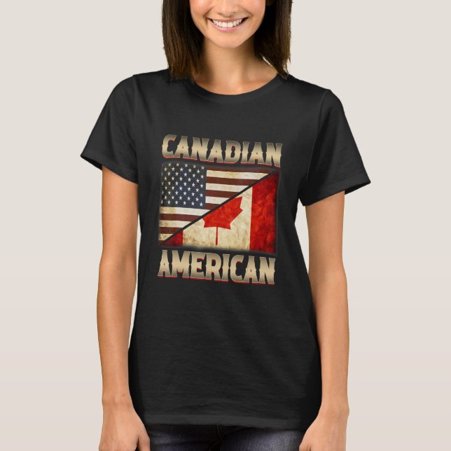 Camiseta Cute Canada Day Canadian American Flag (Frente)