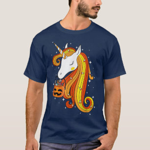 Camiseta Cute Candy Corn Unicorn Halloween Pumpkin Kids Wom