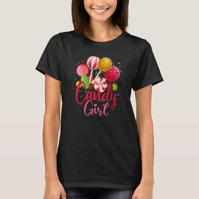 Camiseta Cute Candy Girl Sweet Lolly Cotton Lollipop Candy  (Frente)