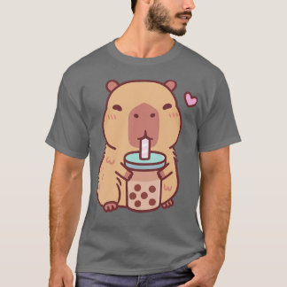 Camiseta Cute Capybara ama Bebendo Bble Tea