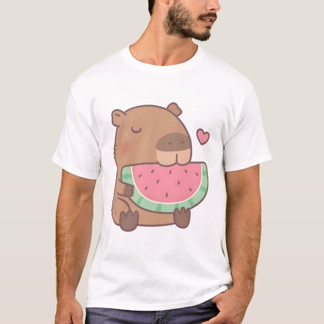 Camiseta Cute Capybara ama melancia (Frente)