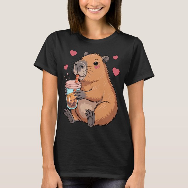 Camiseta Cute Capybara Boba Tea Bubble (Frente)
