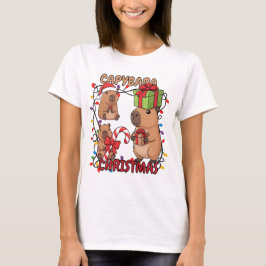 Camiseta Cute Capybara Christmas Lights Festive Party
