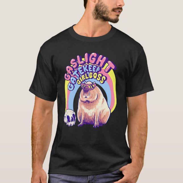 Camiseta Cute Capybara Gaslight Gatehold Girlpatrão (Frente)