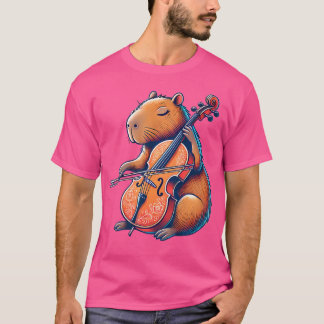 Camiseta Cute Capybara Jogando Cello Capybaras Músico Mus