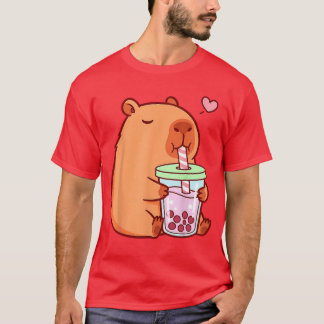 Camiseta Cute Capybara Kawaii Anime Girls Drinking Bobaea L