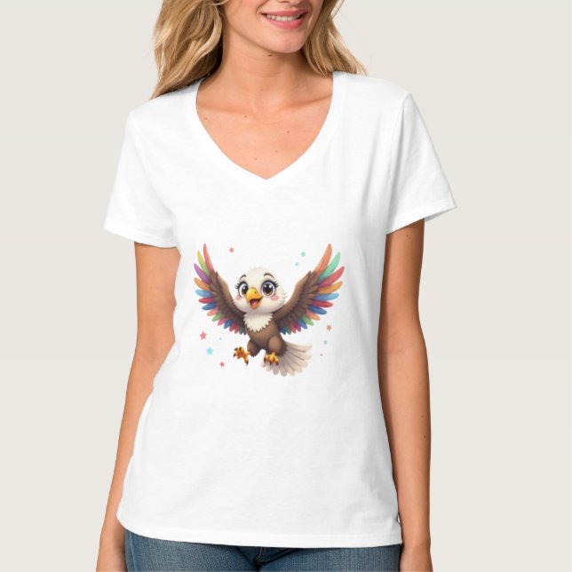 Camiseta Cute Cartoon Eagle Flying – Friendly Vector Art (Frente)