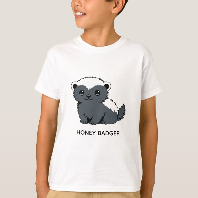 Camiseta Cute Cartoon Honey Badger Custom Name (Frente)