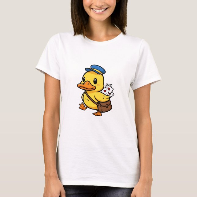 Camiseta Cute Cartoon Mailman Duck Delivering Love Letters (Frente)