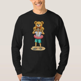 Camiseta Cute Cartoon Man with Giant Teddy Bear Summer Fun