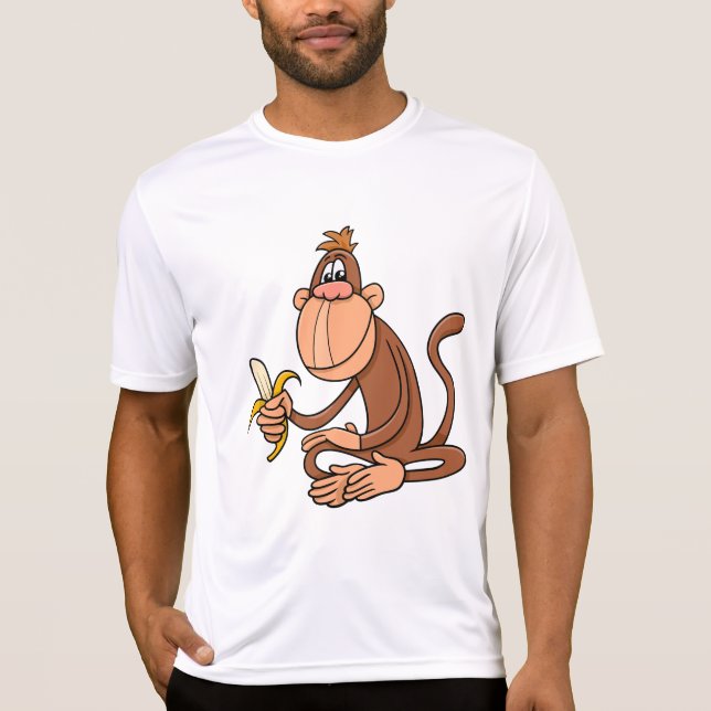 Camiseta Cute Cartoon Monkey with Banana Funny Animal (Frente)