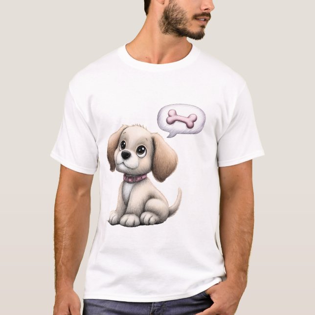 Camiseta Cute Cartoon Puppy with Bone (Frente)