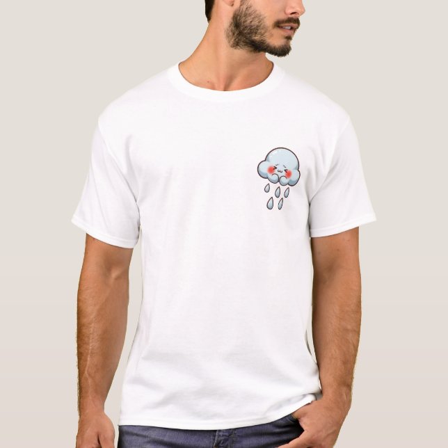 Camiseta Cute Cartoon Sad Crying Cloud with Raindrops (Frente)