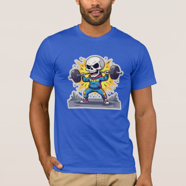 Camiseta “Cute Cartoon Skeleton Weightlifter • Funny Gym Ba (Frente)