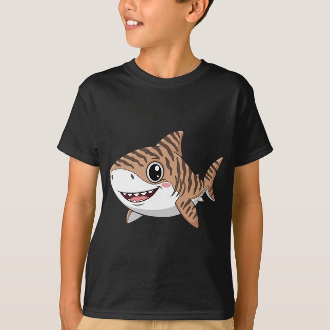 Camiseta Cute Cartoon Tiger Shark Fun Kids' T-Shirt (Frente)