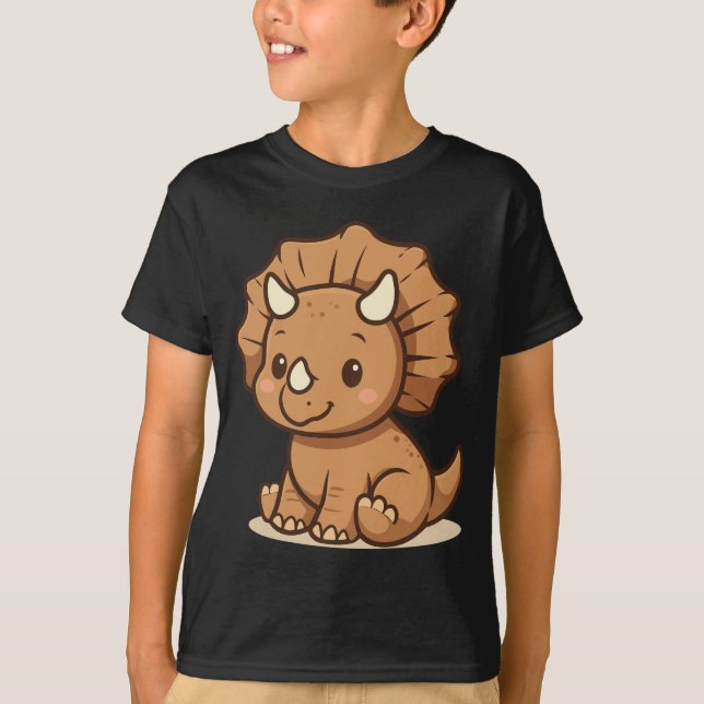 Camiseta Cute Cartoon Triceratops Kids' T-Shirt  (Frente)