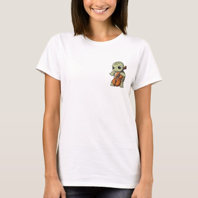 Camiseta Cute Cartoon Turtle Playing Cello (Frente)