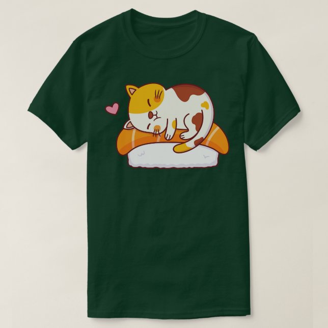 Camiseta Cute Cat ama Salmon Sushi (Frente do Design)