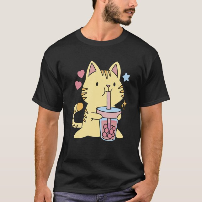 Camiseta Cute Cat And Boba (Frente)