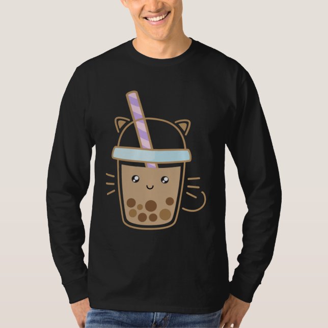 Camiseta Cute Cat Bubble Boba Milk Tea Rainbow Bes Tea (Frente)