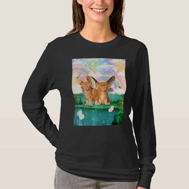 Camiseta Cute Cat Butterflies Mom Kitten Cats (Frente)