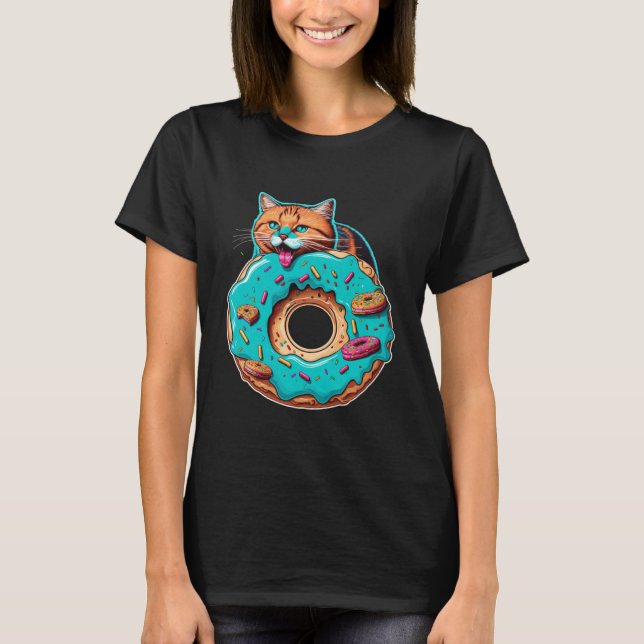 Camiseta Cute Cat Donut Graphic Tees Men Women Boys Girls (Frente)