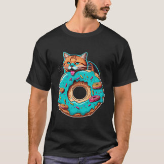 Camiseta Cute Cat Donut Graphic Tees Men Women Boys Girls