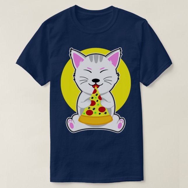 Camiseta Cute Cat Eating Pizza (Frente do Design)