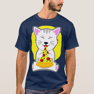 Camiseta Cute Cat Eating Pizza