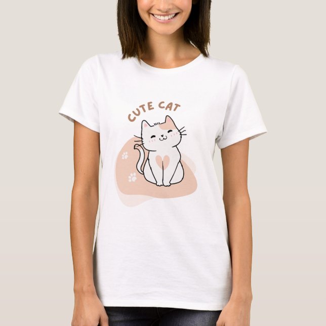 Camiseta Cute Cat Face Women’s Shorts – Kawaii Kitty Summer (Frente)