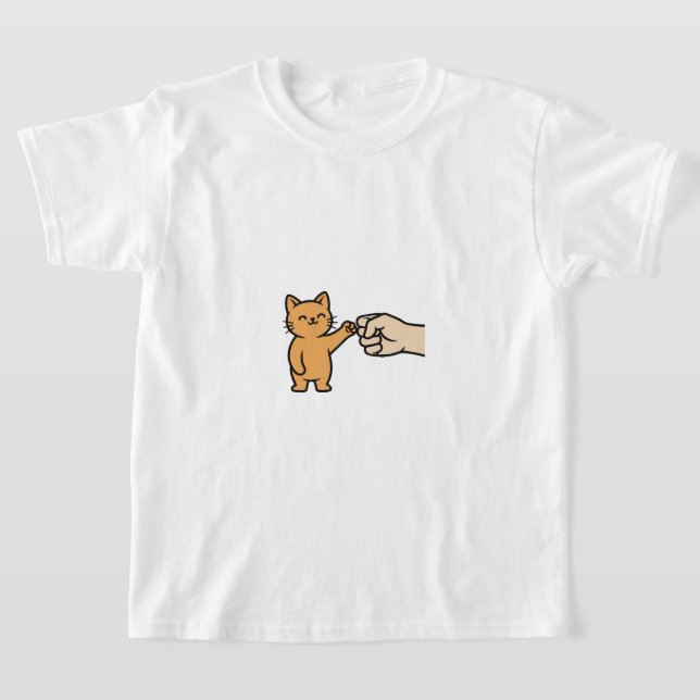 Camiseta Cute Cat Fist Bump Modern Art Tee for Children (Postura )