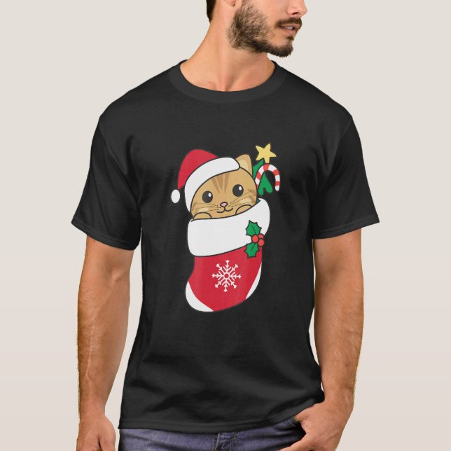 Camiseta Cute Cat For Christmas Cat 1 (Frente)
