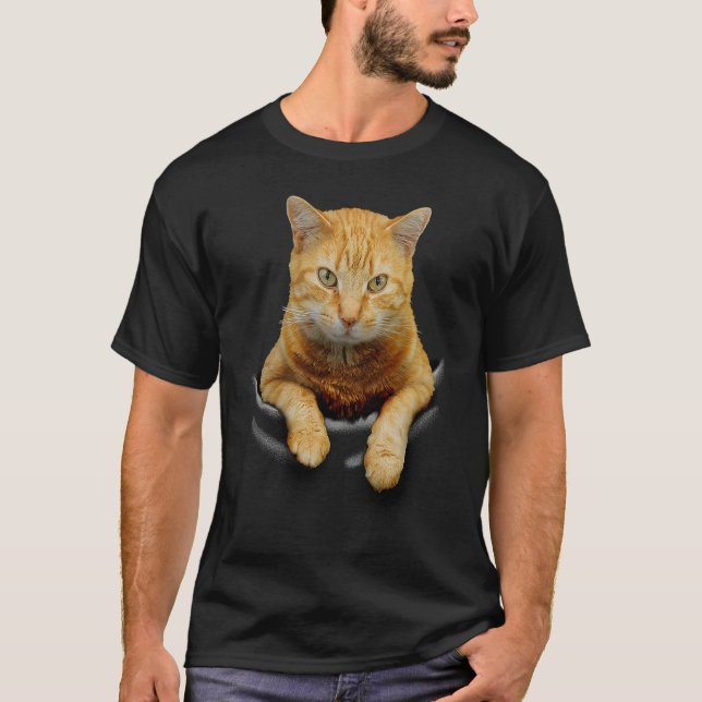 Camiseta Cute Cat Funny Cat Peeking out Pocket  For Cat Lov (Frente)