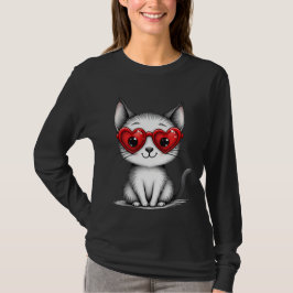 Camiseta Cute Cat Heart Glasses Graphic