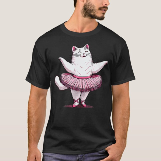 Camiseta Cute Cat in Tutu Ballet Dancing Men Women Kids Fun (Frente)
