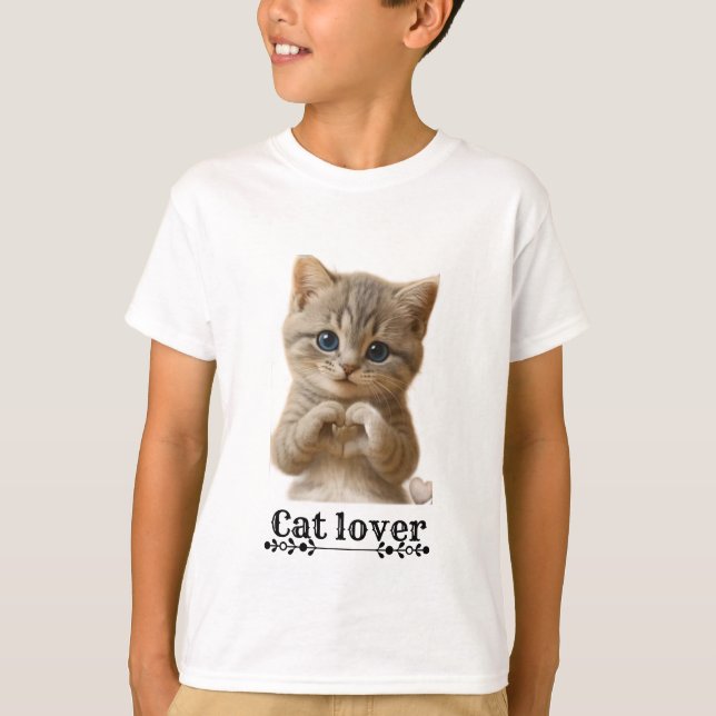 Camiseta Cute Cat Kids T-Shirt | Cat Lover Shirt for Childr (Frente)
