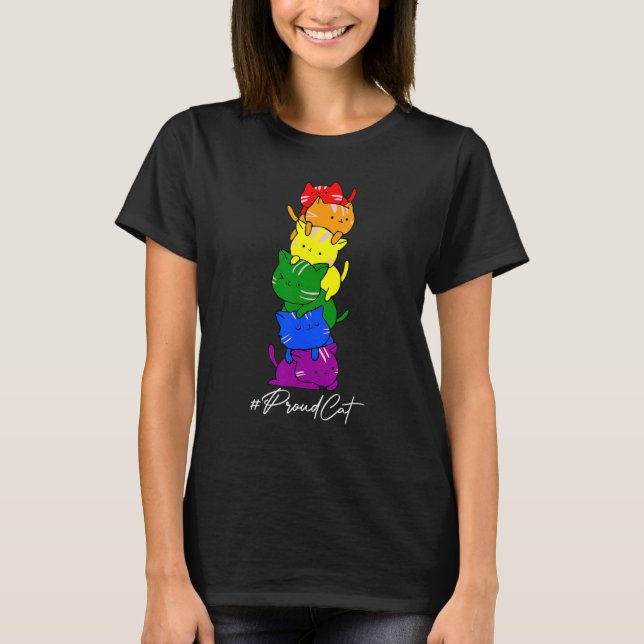 Camiseta Cute Cat Kitty  LGBT Gay Pride Support LGBTQ Rainb (Frente)