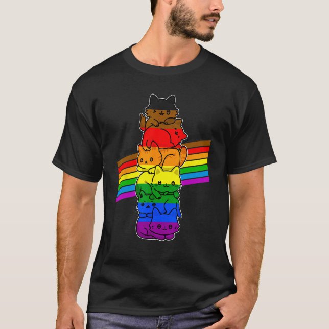 Camiseta Cute Cat  LGBT Philadelphia Pride Flag Support LGB (Frente)
