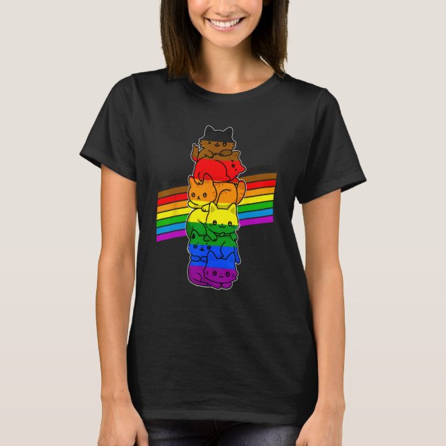 Camiseta Cute Cat  LGBT Philadelphia Pride Flag Support LGB (Frente)